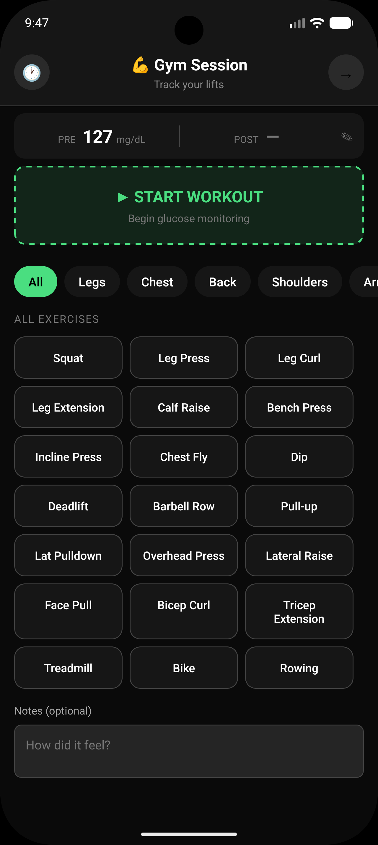 Open-D Gym Session — Track your lifts with glucose monitoring